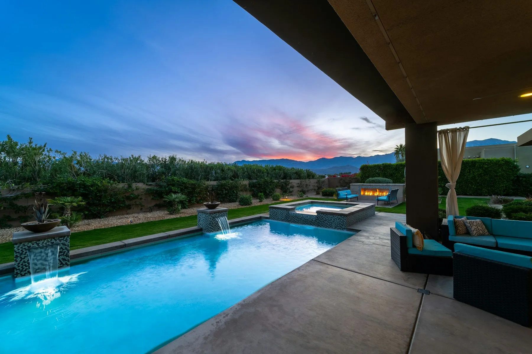 Rear garden and pool