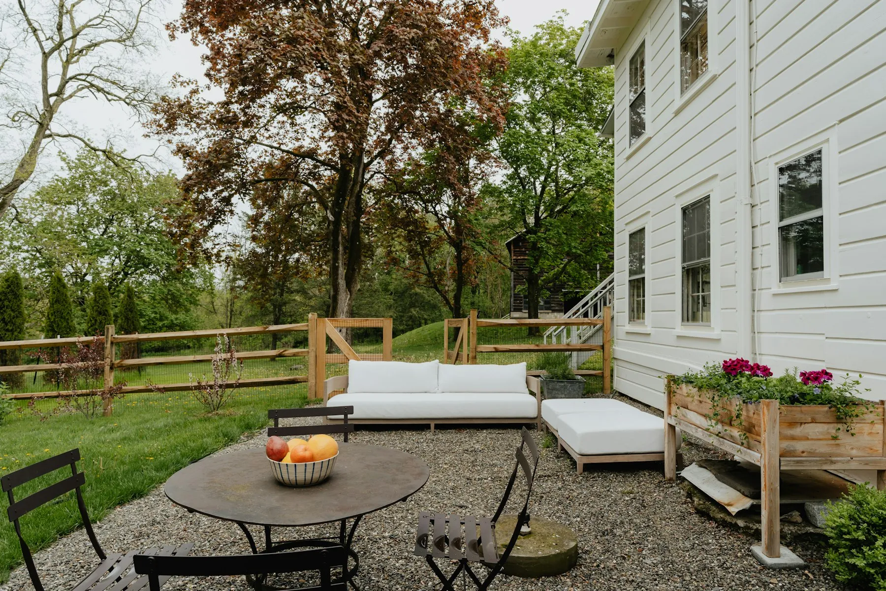 Rear terrace and fire pit